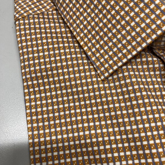 Bugatchi Men’s James Mini Check OohCotton Button-Up Shirt Size S Jaffa Orange - Picture 6 of 12